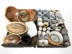 Assorted Continental stoneware tankards, lidded cooking pots,