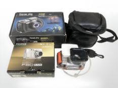 A Fujifilm Finepix digital camera with protective underwater cover,