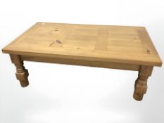 A modern pine rectangular coffee table,