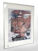 Danish School : Abstract portrait print, 33 cm x 40 cm.