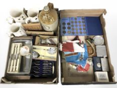 Various items including two Whitman folders of pennies and half pennies,