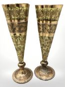 A pair of Victorian Moser glass quatrefoil vases, height 14.