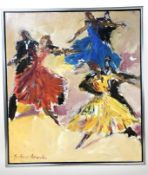 Continental school : Flamenco dancers, oil on canvas,