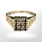 A 9ct gold sapphire cluster ring, size S CONDITION REPORT: 3.