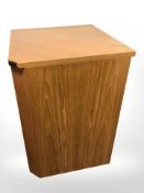 A teak laundry box, width 49 cm.