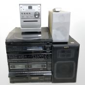 A Sanyo hifi system with pair of speakers,