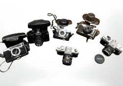 A small collection of 35mm cameras to include Yashica TL-Electro with Yashinon DS-M 50mm 1:1.