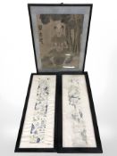 Two Chinese embroidered silk panels,