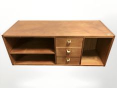 A 20th century teak low entertainment sideboard, 125 cm x 50 cm x 52 cm.