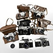 A quantity of German and Russian 35mm cameras to include Zorki 5 with -50 1:3.