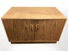 A G Plan teak low double door cabinet, 81 cm x 46 cm x 53 cm.