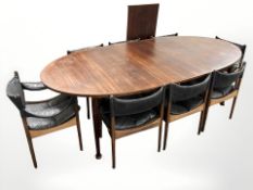 A Kristian Solmer Vedel for Soren Wiladsen 1960's/70's rosewood (Dalbergia Nigra) extending oval