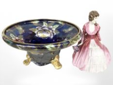 A Royal Doulton figure 'Charmian' HN 1568 and a Maling lustre three footed bowl