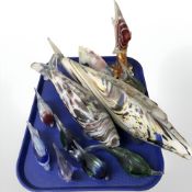 A group of studio glass fishes,