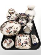 A collection of Mason's mandalay wares including vase, ginger jar,
