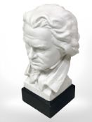 A plaster bust of Beethoven,