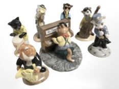 Seven Beswick cat Jazz band figures comprising Trad Jazz Tom, Calypso Kitten, Bravura Brass,