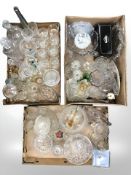 Assorted 20th century glass wares including fruit bowls, drinking glasses,