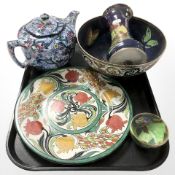 A Ringtons chintz teapot, Maling lustre vase and bowl,
