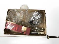 A set of French crystal whisky glasses, fruit bowls, EPNS cutlery,