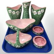 Seven pieces of Maling lustre ceramics