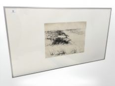 Danish School : Dunes by a coast, pen and ink, 50 cm x 39 cm.