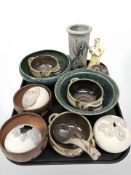 A group of Scandinavian studio pottery bowls, vase,