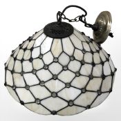A Tiffany style leaded glass pendant light shade,