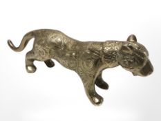 An Indian cast and engraved brass figure of Tiger,