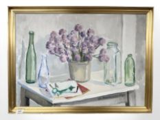 Eli Rasmusen : Still life with flowers in a vase, oil on canvas, 67 cm x 48 cm.