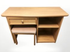 A G Plan single pedestal dressing table, and a stool,