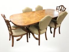 A good quality reproduction burr elm extending dining table with leaf extended 214 cm x 100 cm x 78