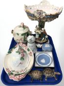 A group of Maling lustre ceramics, Jasper ware trinket box, bowls, Wade tortoises,