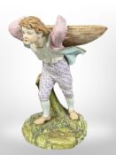A Royal Worcester compote modelled as a boy carrying a woven basket, shape number 962,