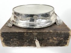 A large Victorian mirrored EPNS cake stand,