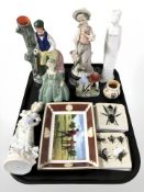 A group of golfing theme ceramics, Staffordshire spill vase,