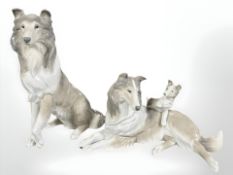 Two Lladro figures of collies, No. 6455 and 6459, tallest 25 cm.