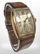 A gent's 9ct gold tonneau-shaped wristwatch, signed Admiralty, Northern Goldsmiths, Newcastle,