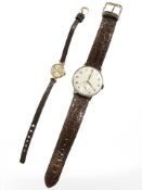 A gent's vintage gold plated Omega manual wind wristwatch, circa 1944, movement number 10,328,861,