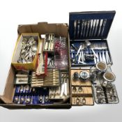 Assorted cutlery, silver plated wares,