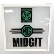 A reproduction British Leyland MG illuminated sign,