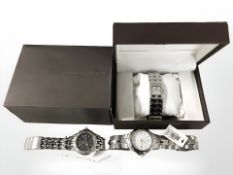 A Rotary stainless steel wristwatch, Timex wristwatch plus another in associated box.