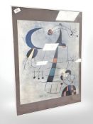 After Miro, a contemporary print depicting figures, 51 cm x 71 cm.