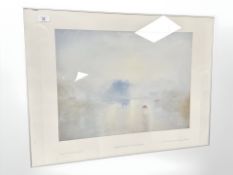 After J M W Turner : Norham Castle Sunrise, colour print, published by the Tate Gallery, 1973,