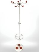 A 1950s enameled and chrome hat and coat stand, height 161 cm.