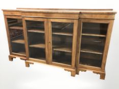 A Victorian mahogany glazed break front sideboard, 160 cm W x 43 cm D x 92 cm H.