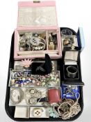 Assorted costume jewellery, simulated pearls, wrist watches,