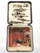 A group of late-Victorian/Edwardian gold bar brooches, two seed pearl and amethyst pendants,