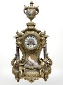 A 19th century French Louis XVI style gilt metal mantel clock,