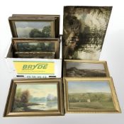 Assorted antique continental oils,